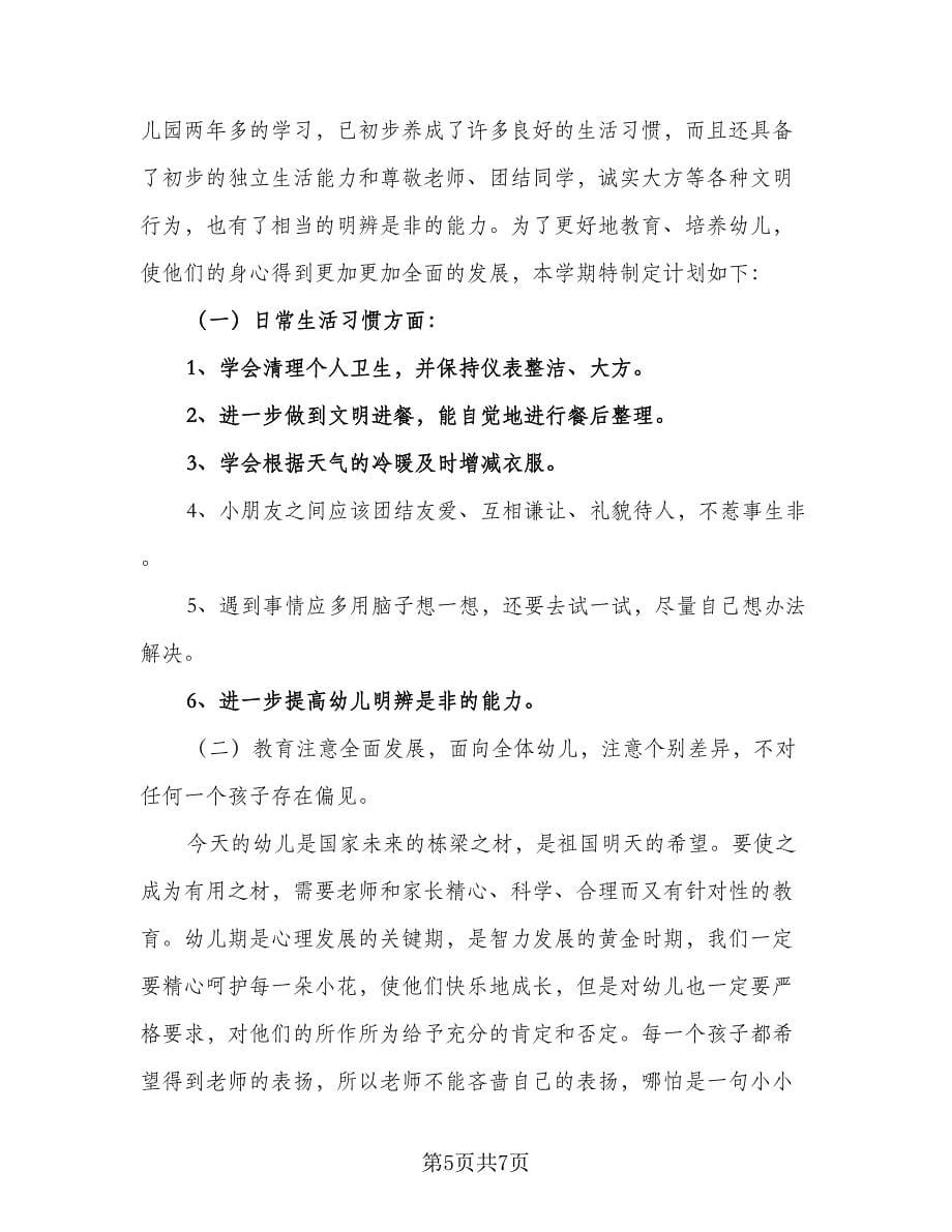 幼儿园大班班主任2023-2024学年工作计划标准范文（2篇）.doc_第5页