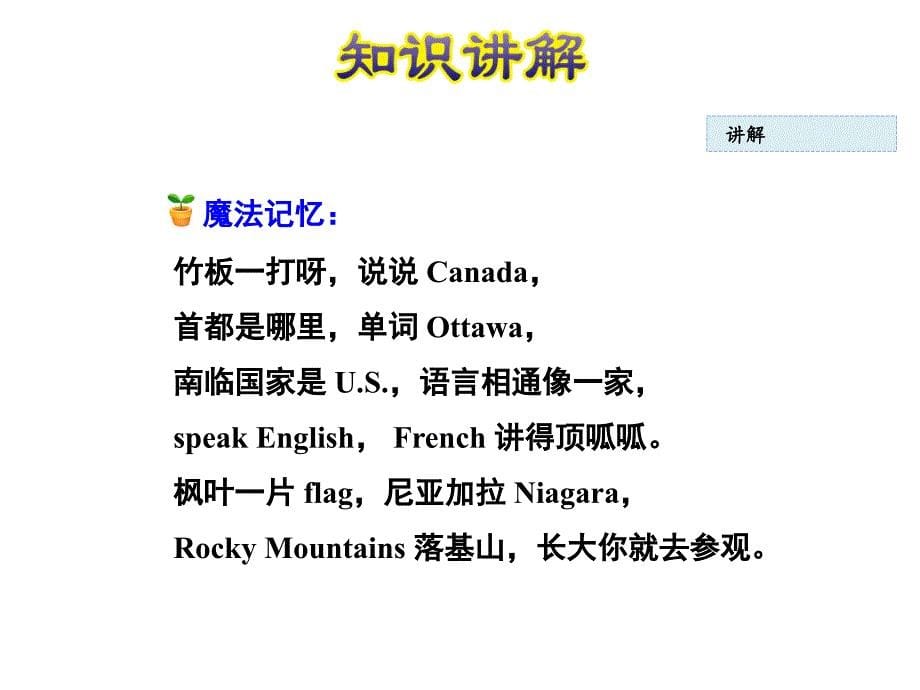 五年级上册英语课件Lesson 8 Canada｜冀教版三起 (共22张PPT)_第5页