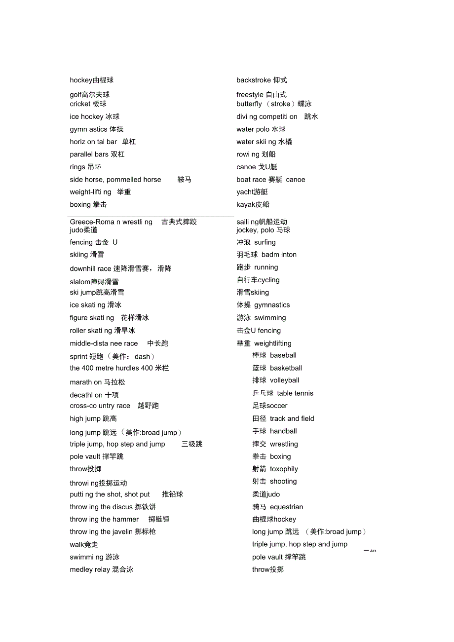 关于运动的英语单词_第2页