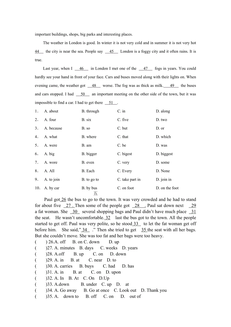 新目标八年级英语上册试题专练20篇完形填空含答案_第3页