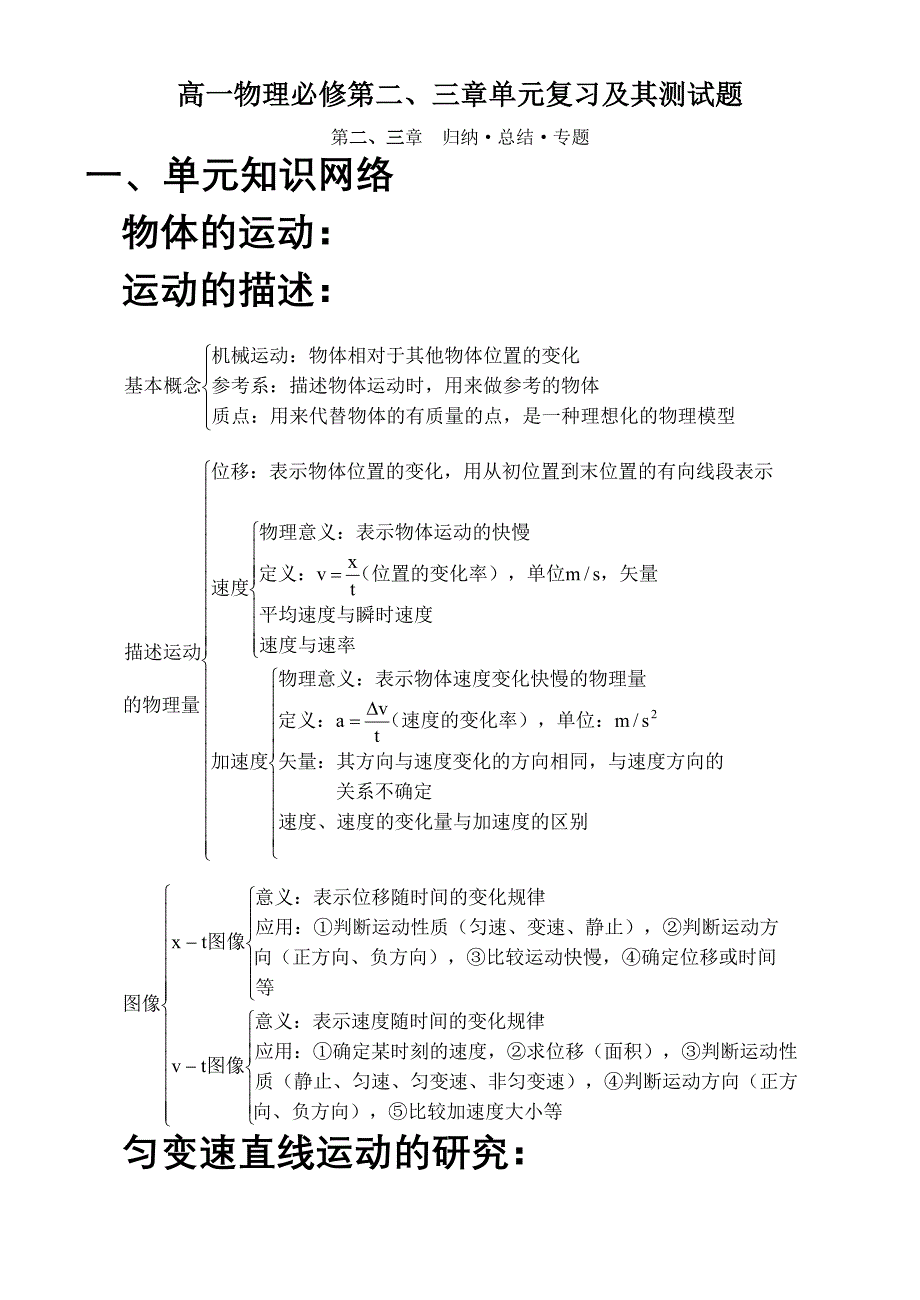 高一物理必修第二、三章单元复习及其测试题_第1页