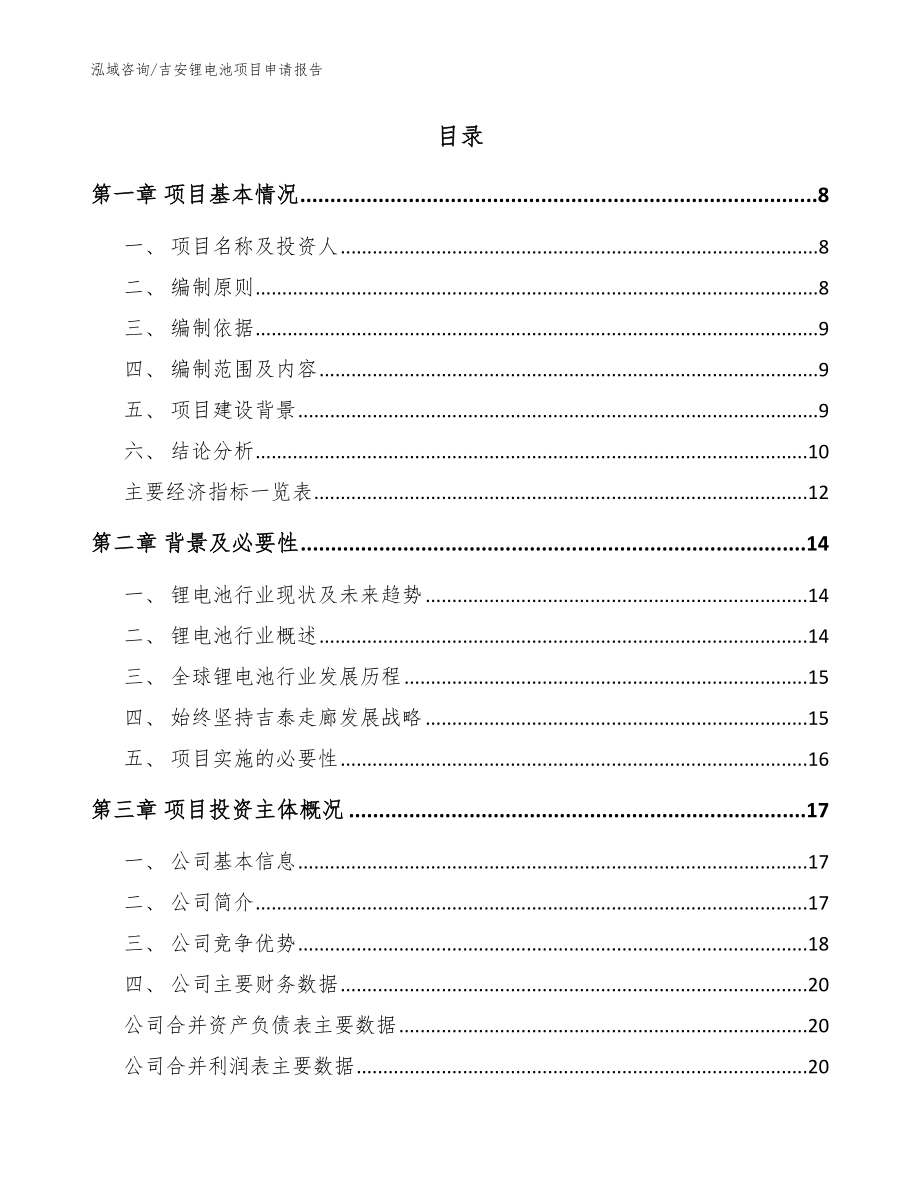 吉安锂电池项目申请报告_范文模板_第2页