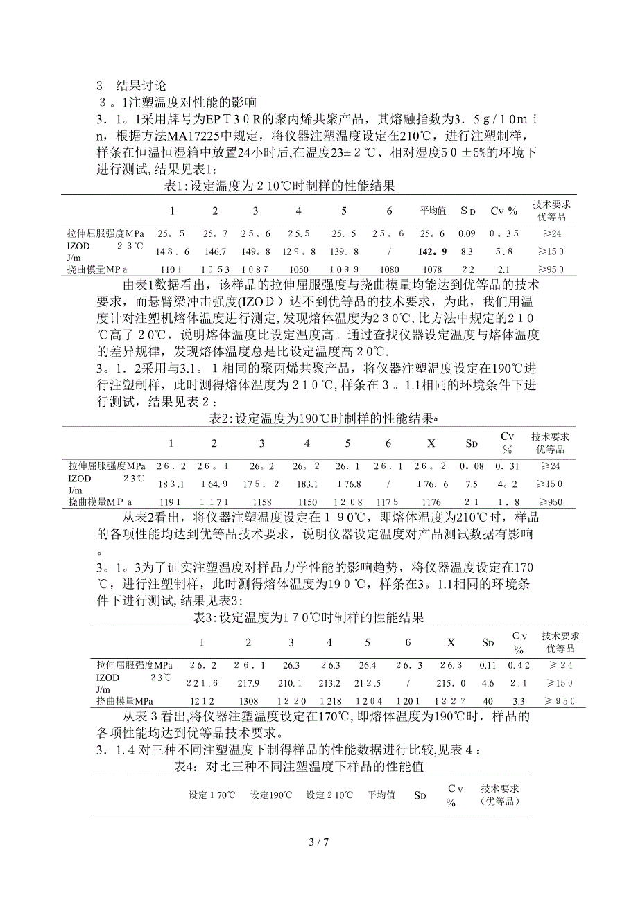 制样温度对聚丙烯力学性能的影响_第3页