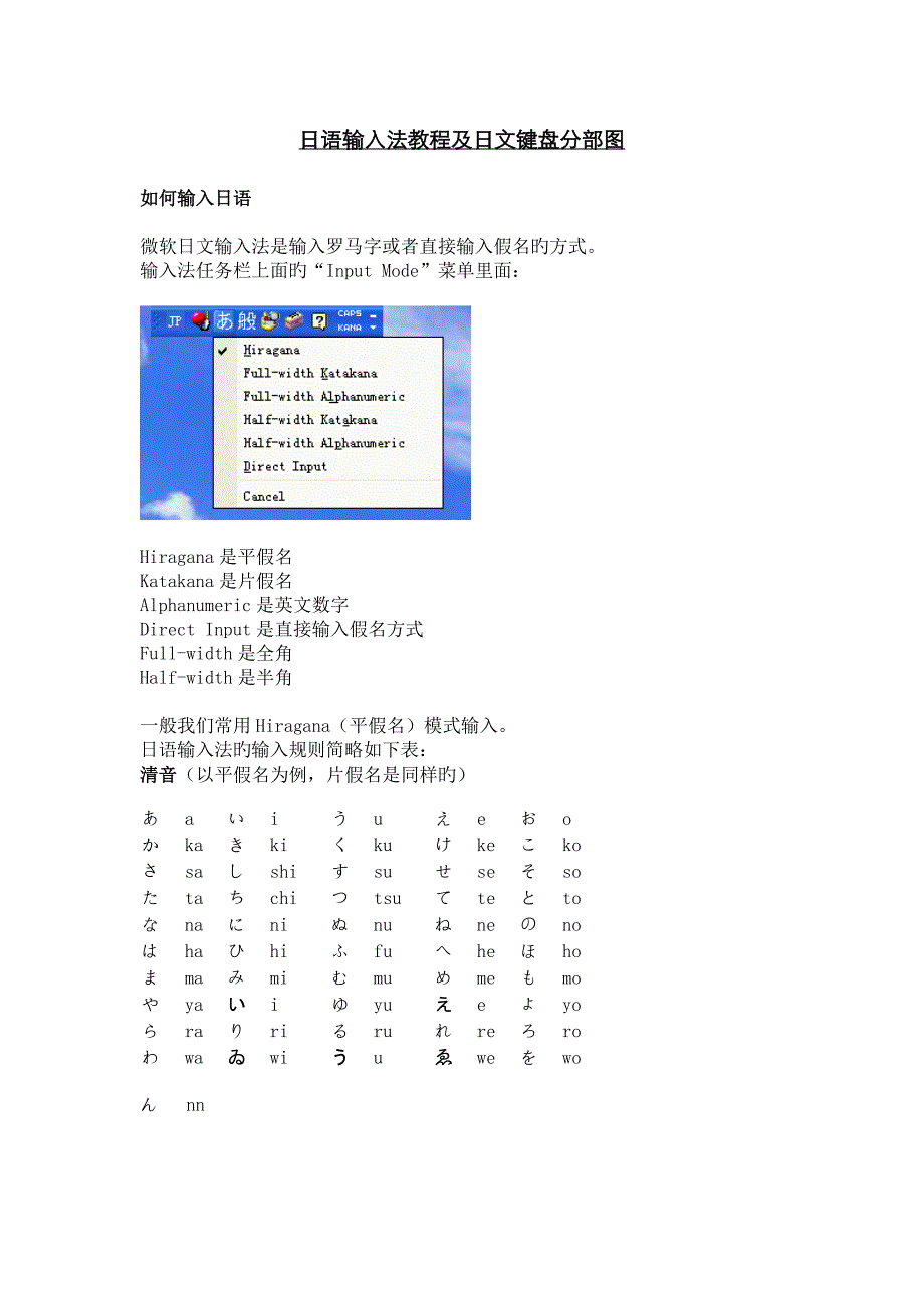 日语打字法(简易教程)_第1页