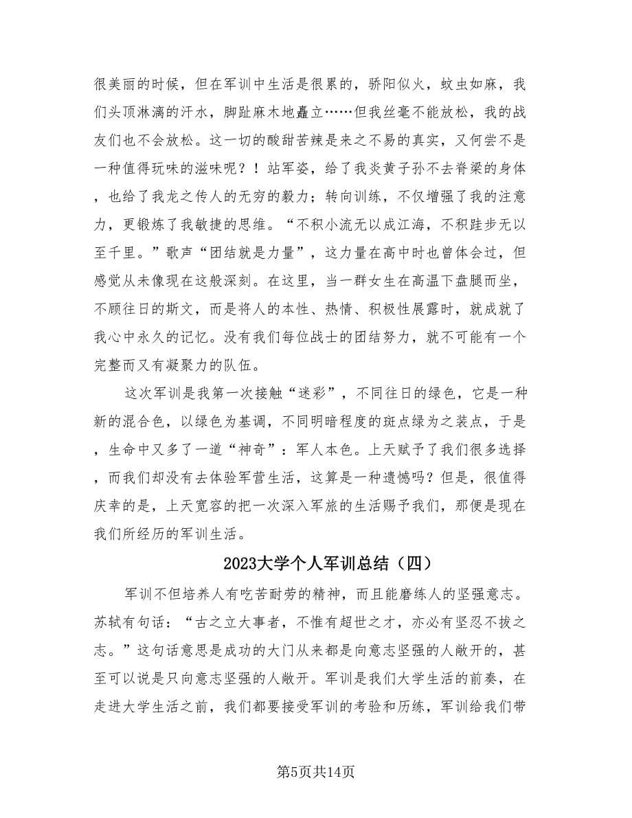 2023大学个人军训总结（8篇）.doc_第5页