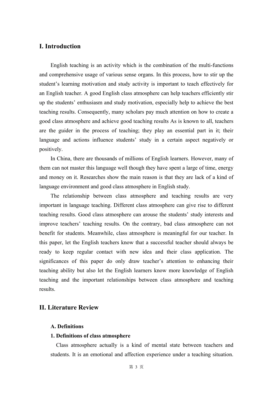 A Probe of the Effects of Class Atmosphere on Teaching Results in English Teaching of Middle School_第3页