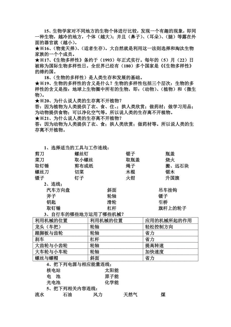 2022年小学六年级上学期科学复习提纲_第5页