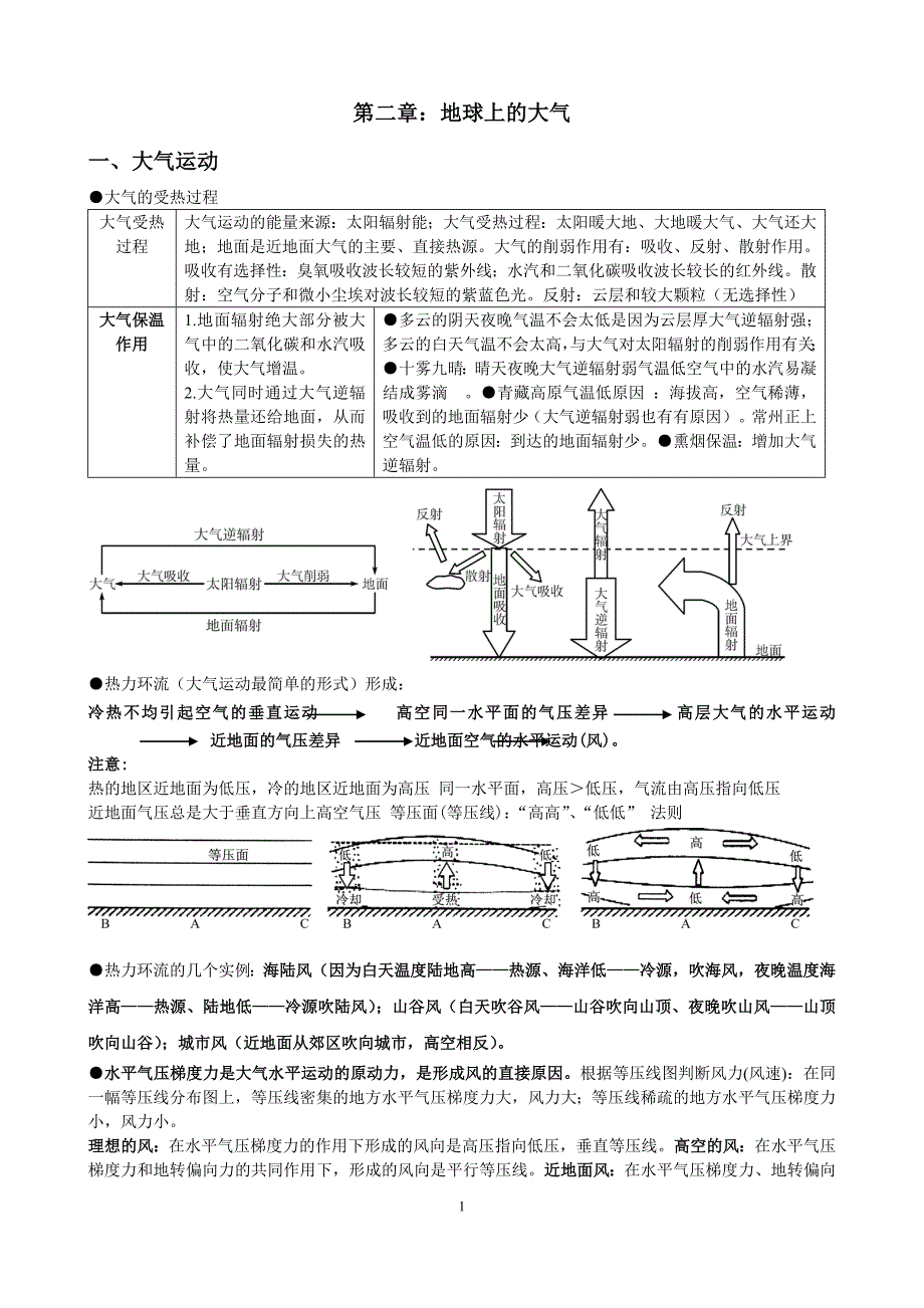 (完整word版)高中地理大气、气候部分知识梳理.doc_第1页