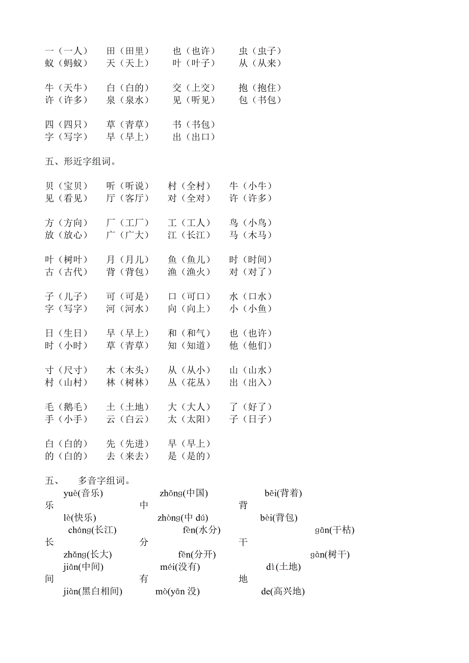 一年级语文上册必须掌握的词语-易混字词_第2页