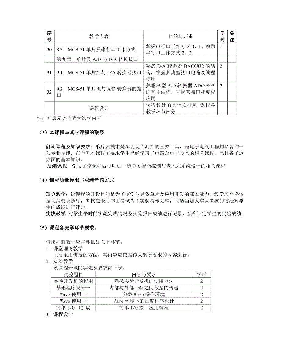 单片机原理及应用课程教学大纲.doc_第4页