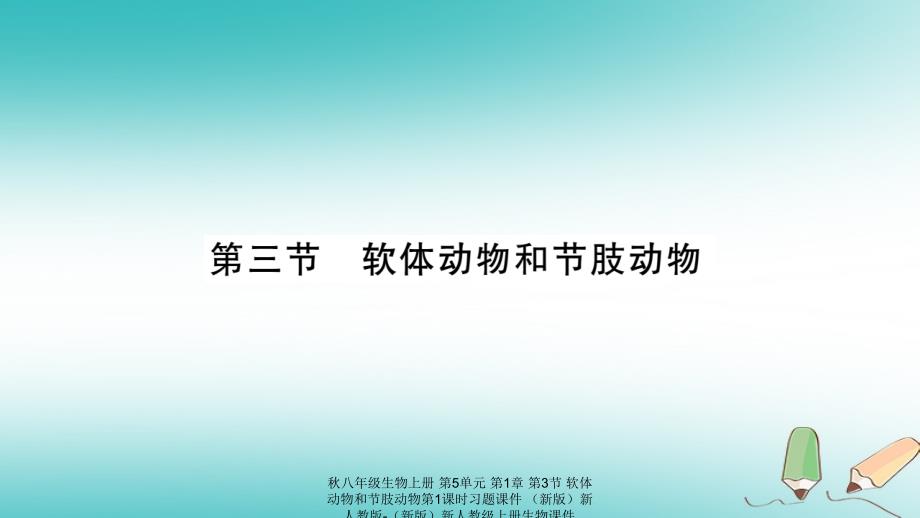 最新八年级生物上册第5单元第1章第3节软体动物和节肢动物第1课时习题课件件_第1页