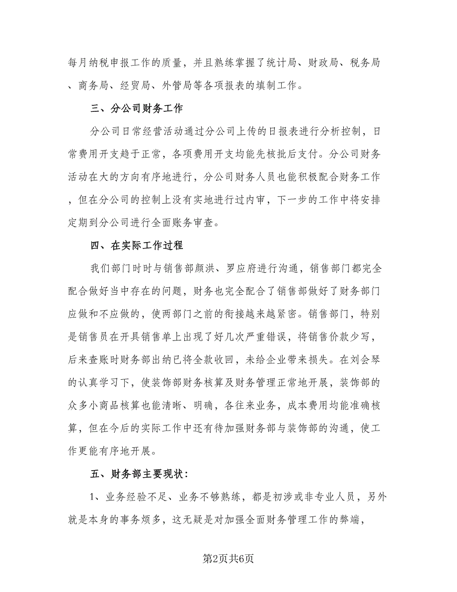 2023公司财务的个人工作计划参考模板（二篇）_第2页