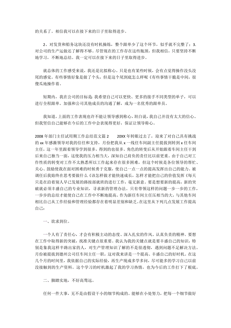 2022年部门主任试用期工作总结范文范文三篇_第2页