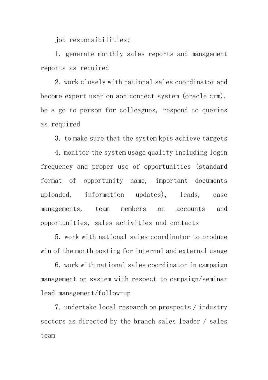 2023年销售协调员岗位职责3篇_第5页