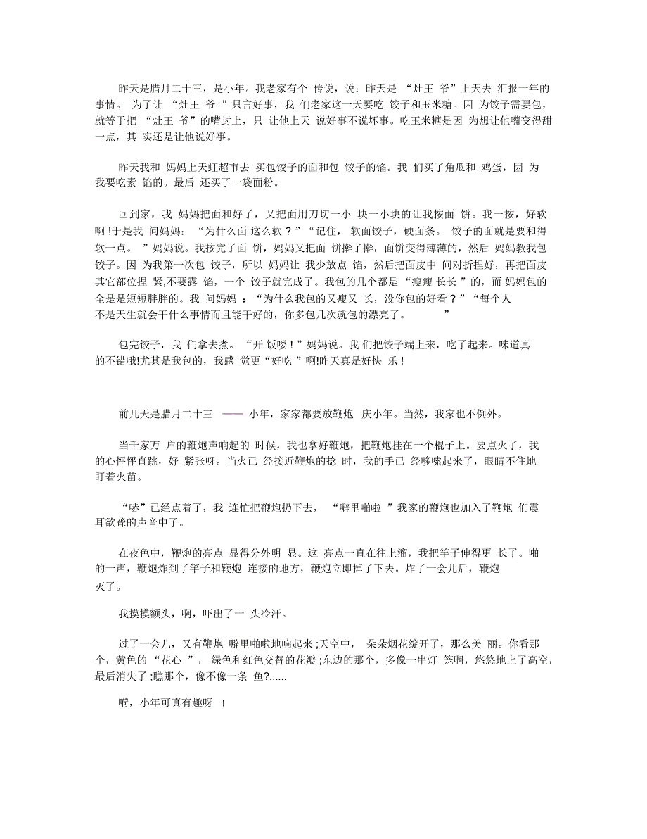 过小年作文示例范文5篇精选_第2页