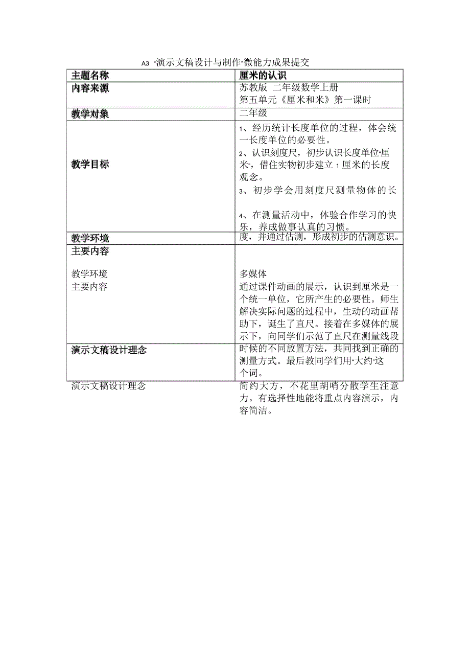 A3演示文稿设计与制作微能力成果提交苏教版二年级数学《厘米和米》_第1页