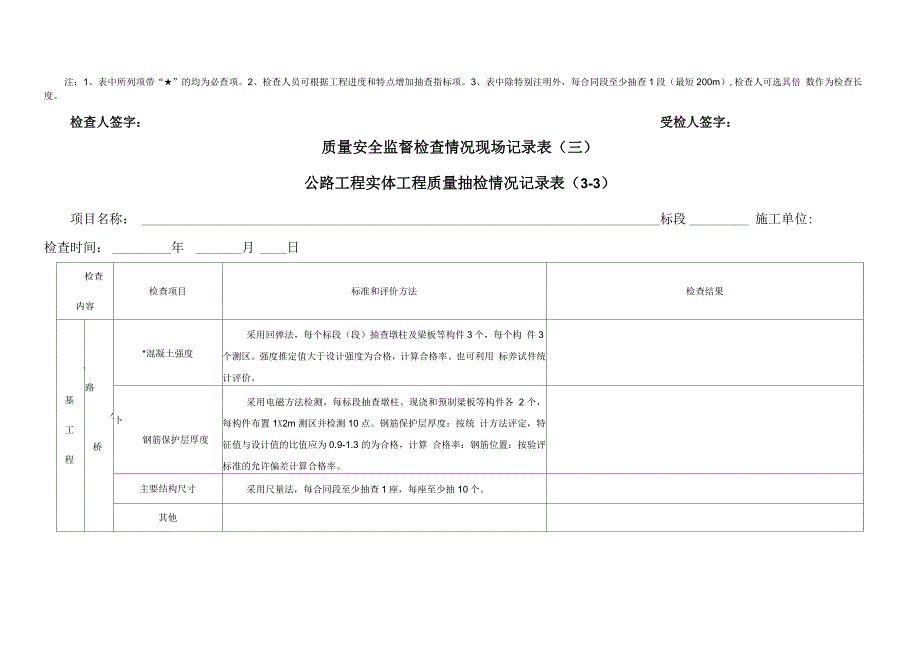 公路工程项目实体质量检查记录表_第4页