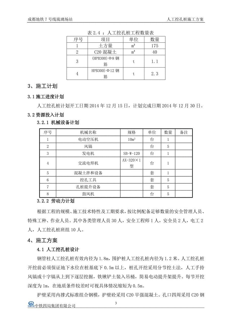 成都琉璃场站人工挖孔桩工程安全专项施工方案_第5页