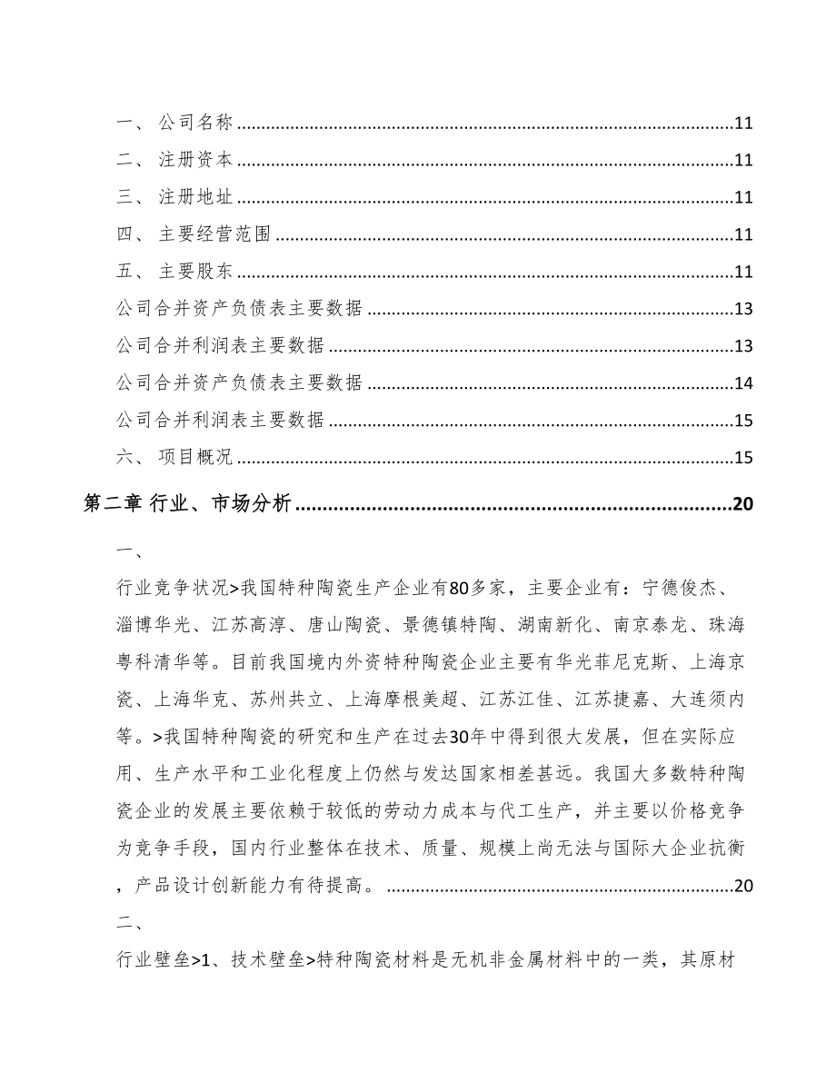 大连关于成立特种陶瓷制品公司可行性研究报告(DOC 77页)_第3页