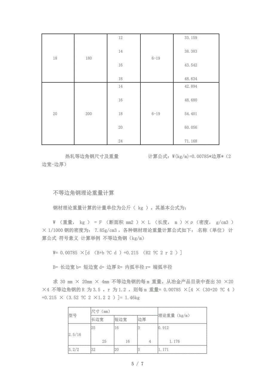 角钢理论重量表大全和材料参考_第5页