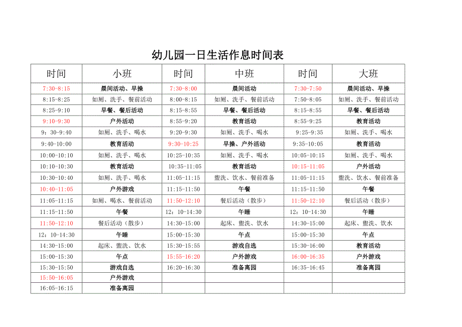 大巷村幼儿园幼儿一日作息活动时间表_第1页