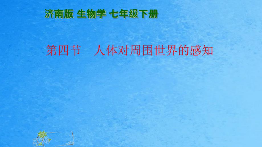 济南版七年级下册第三单元第五章第四节人体对周围世界的感知公开课教学共32张ppt课件_第1页