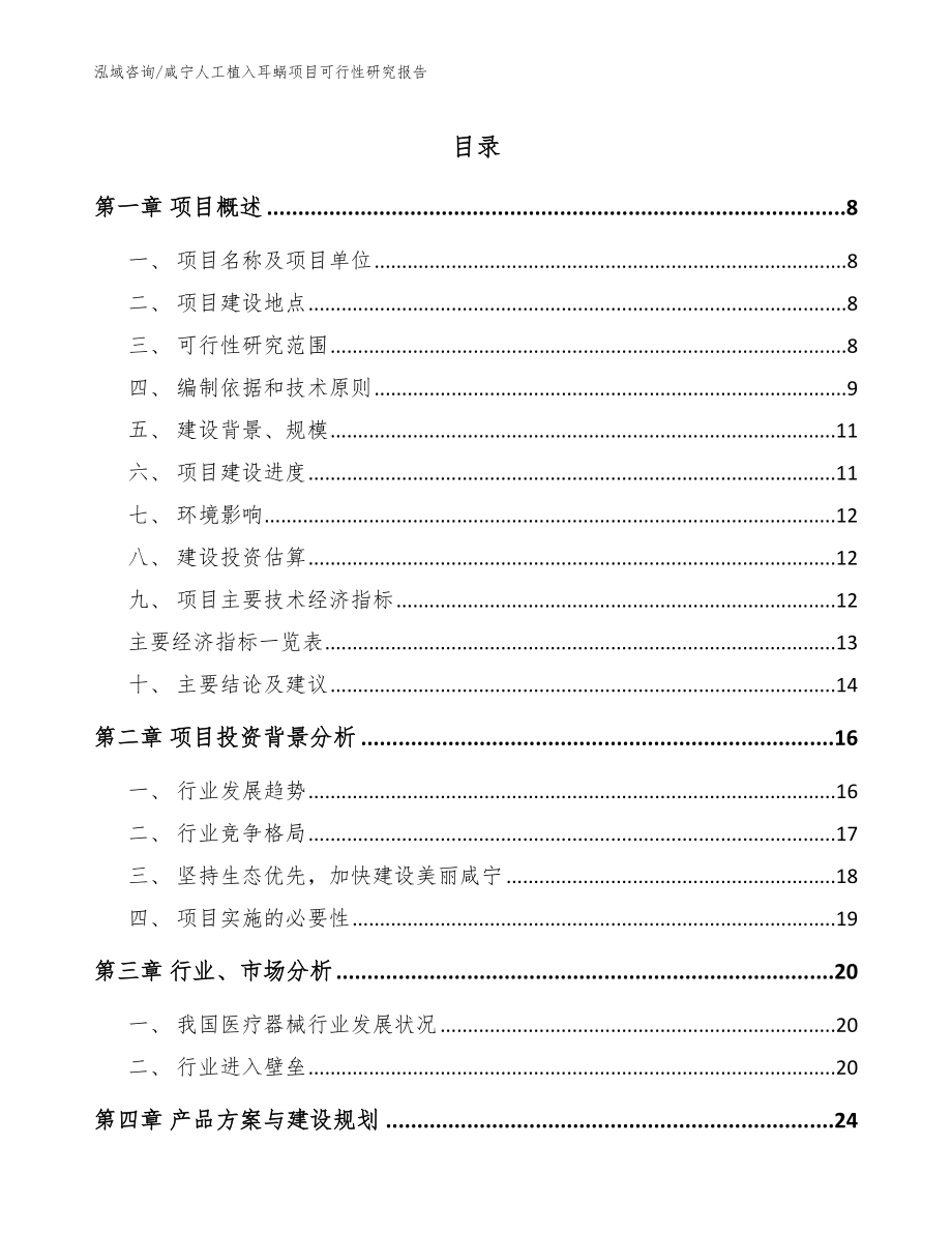 咸宁人工植入耳蜗项目可行性研究报告_模板范文_第1页