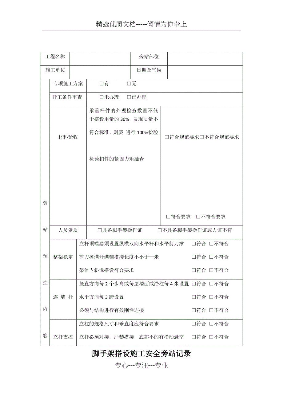 脚手架监理旁站记录_第1页