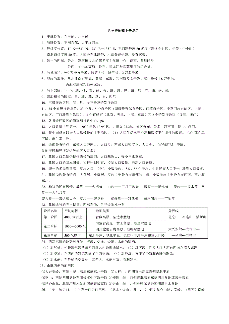 八年级地理上册复习 .doc_第1页