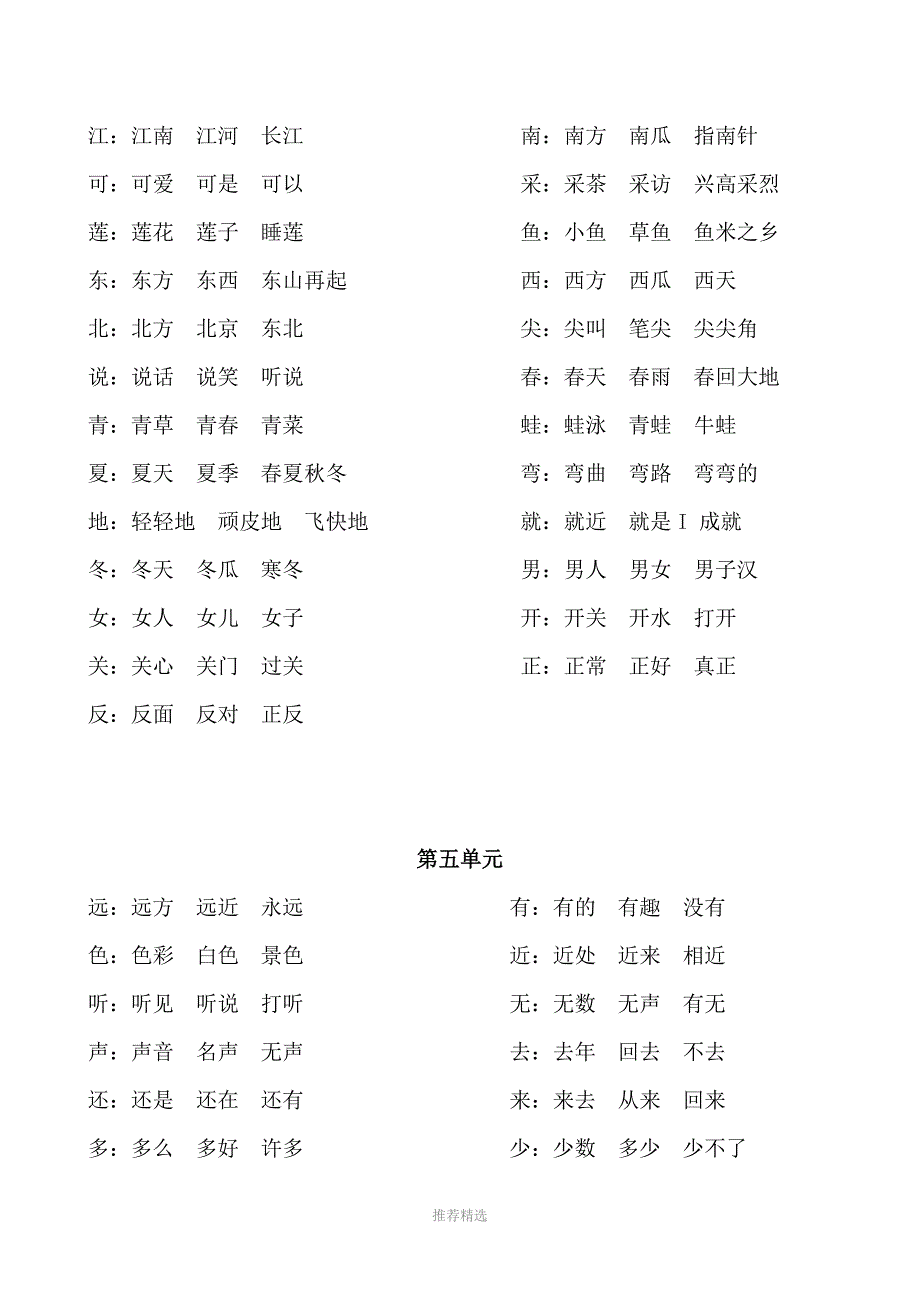 部编一年级语文上册词语汇总_第4页