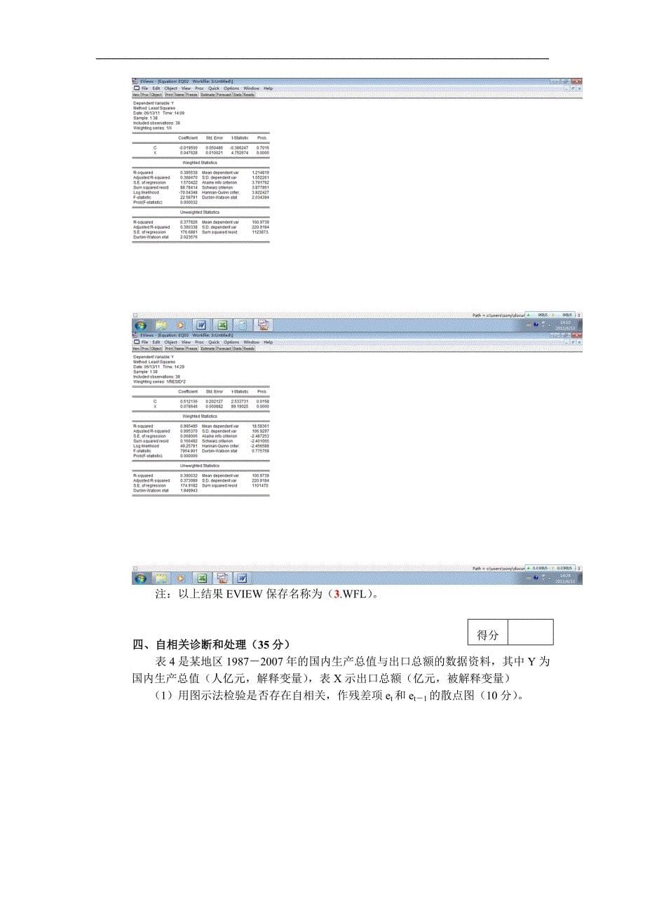 计量经济学上机考试试卷_第5页