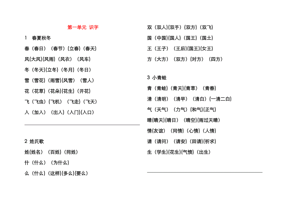 人教版小学一年级下册扩词_第1页