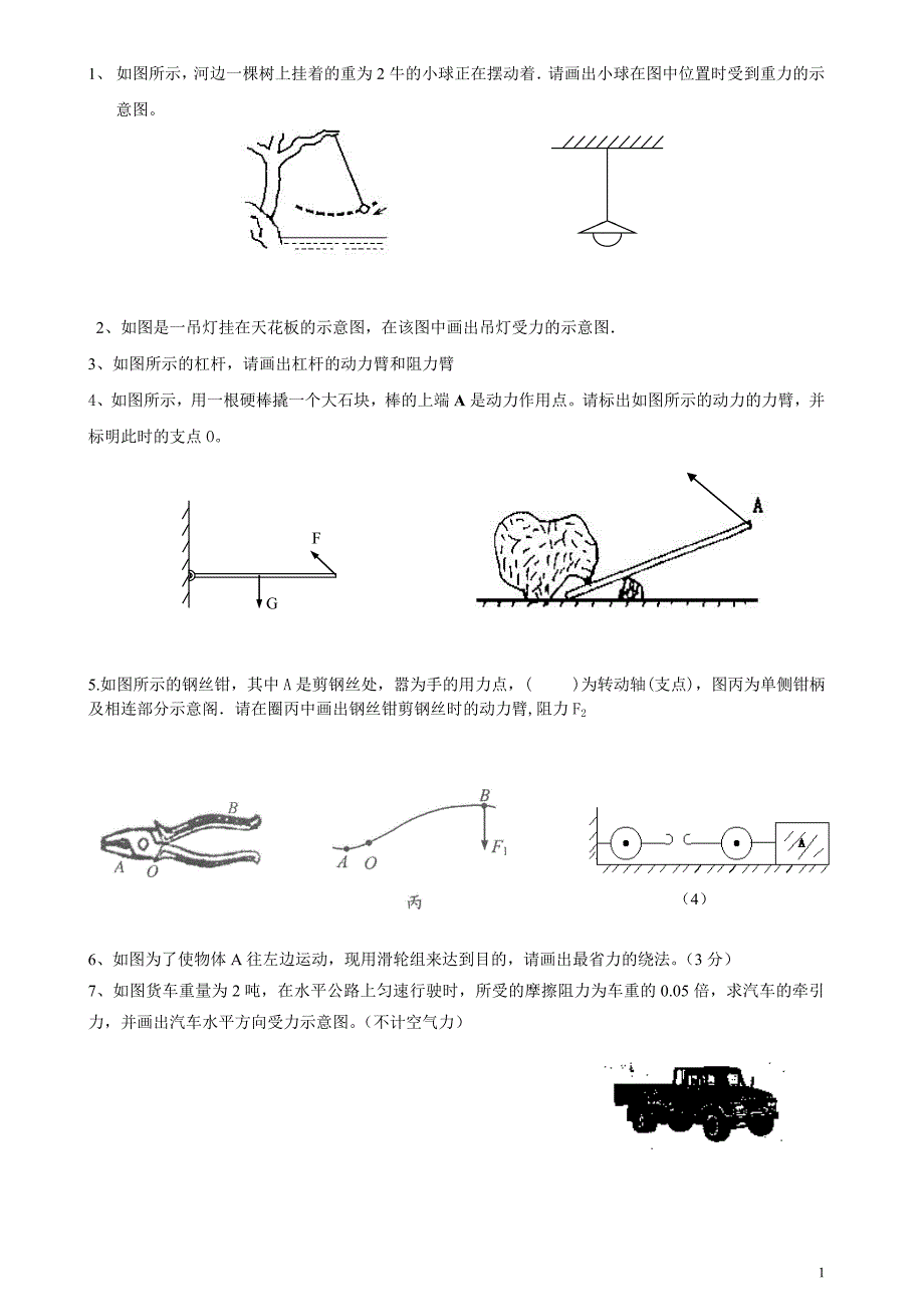 最新人教版八年级下物理作图题_第1页