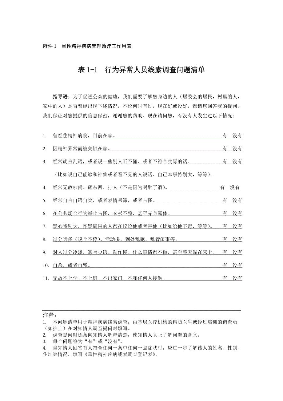 国家重性精神疾病管理用表（精品）_第1页
