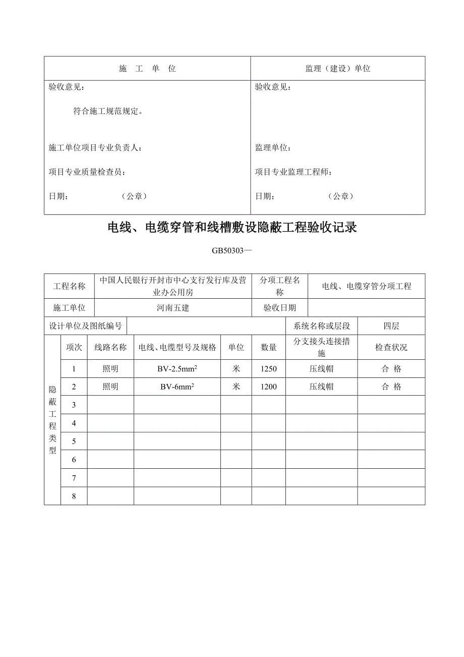 电线电缆穿管和线槽敷设隐蔽工程验收记录_第5页