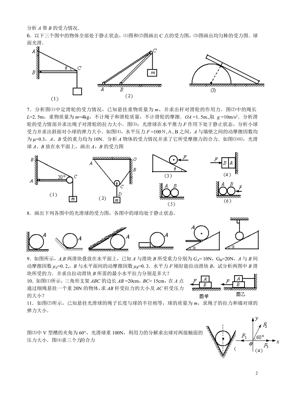 受力分析专题训练_第2页