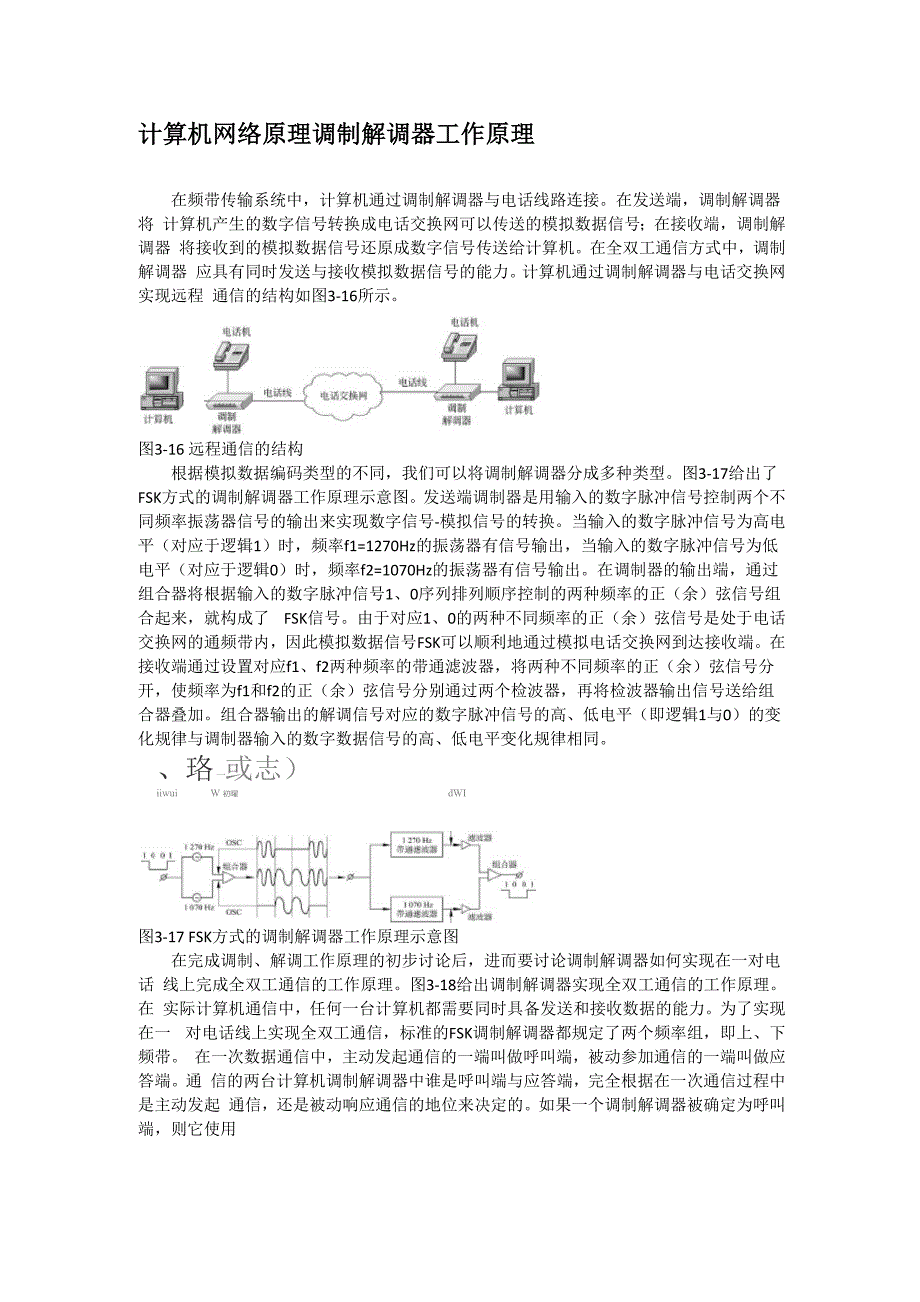 计算机网络原理调制解调器工作原理_第1页