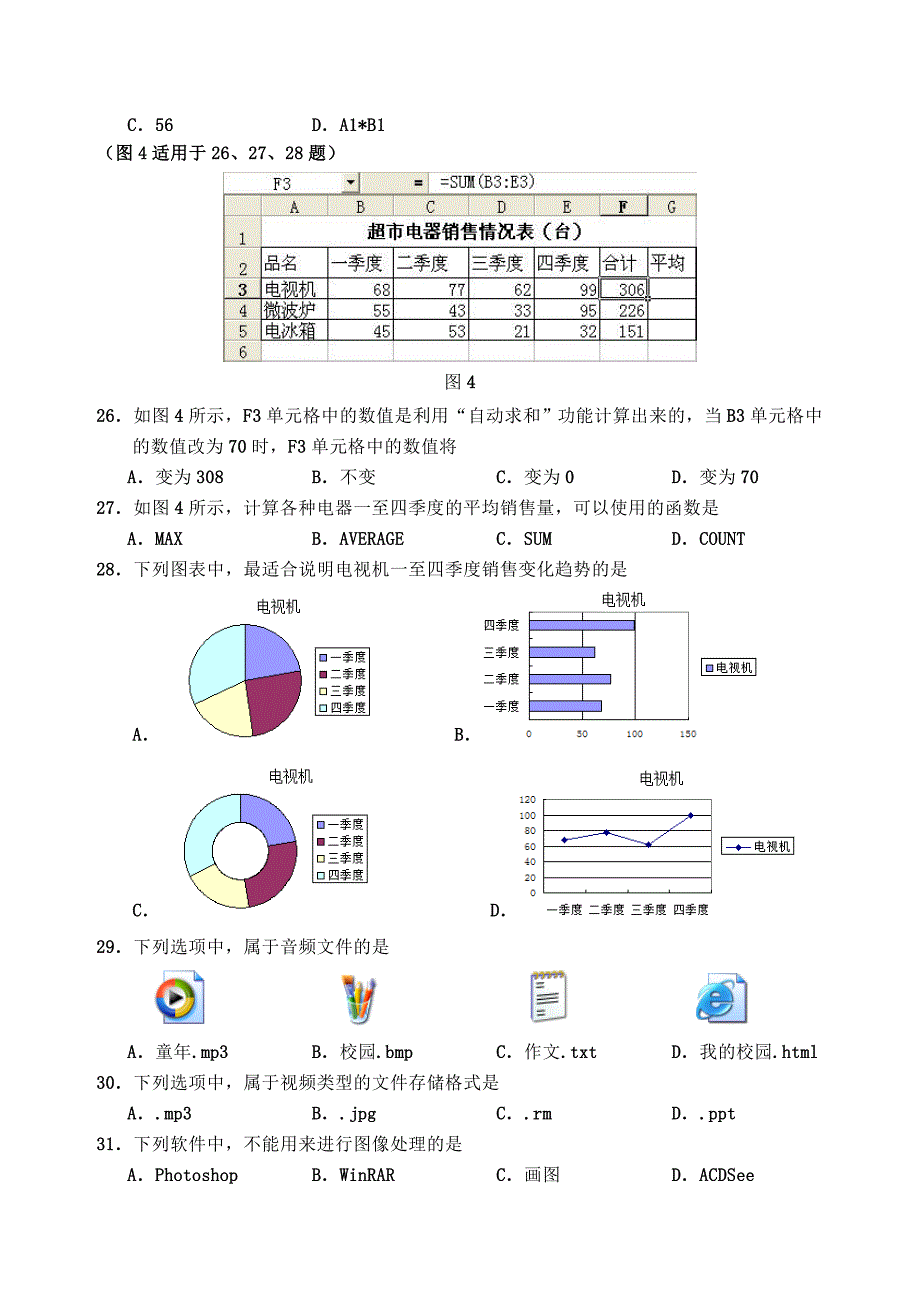 信息技术会考试卷Word_第4页