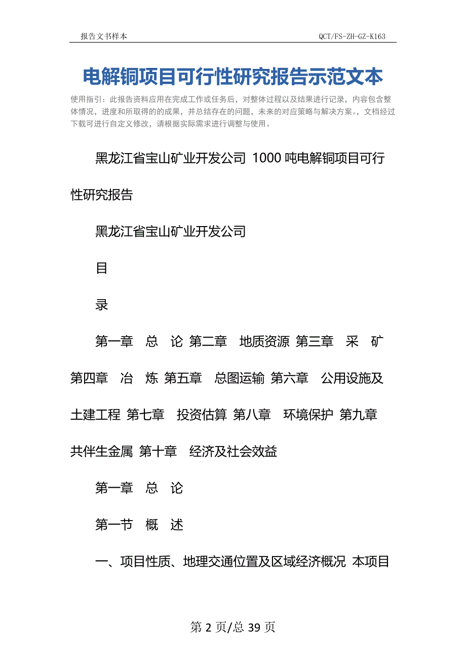 电解铜项目可行性研究报告示范文本_1_第2页