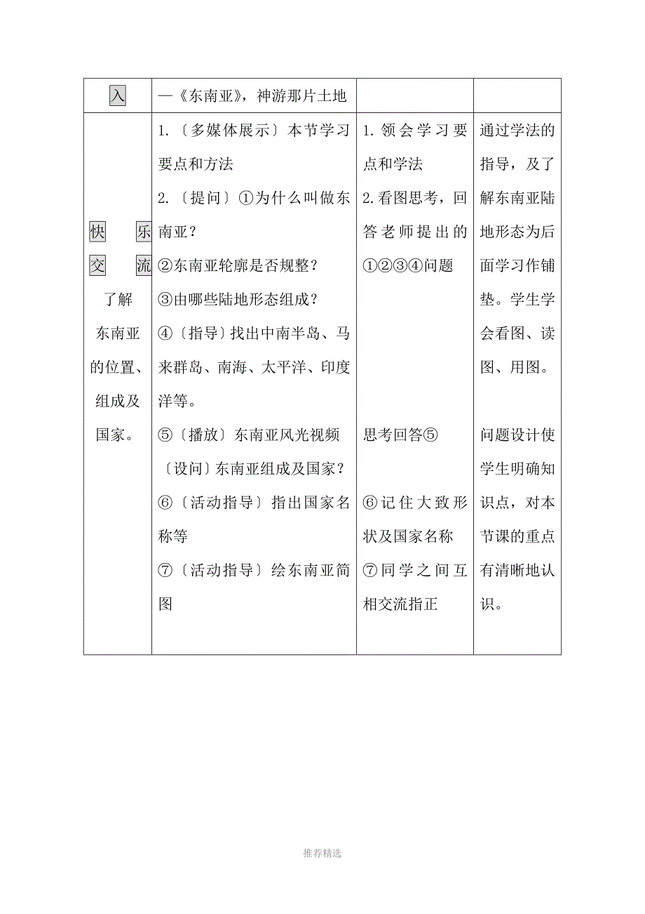 七年级地理下册东南亚教案..Word版_第4页