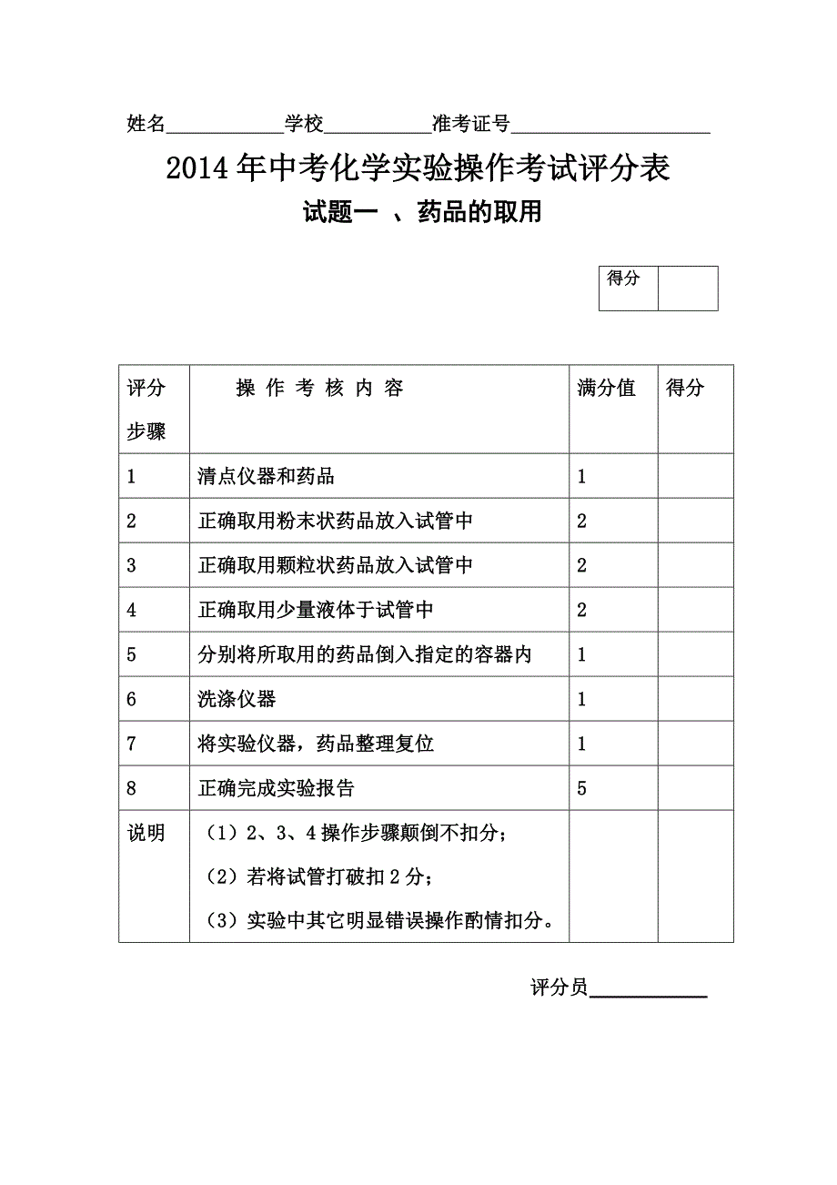 亳州市2014初中化学实验操作试题_第2页