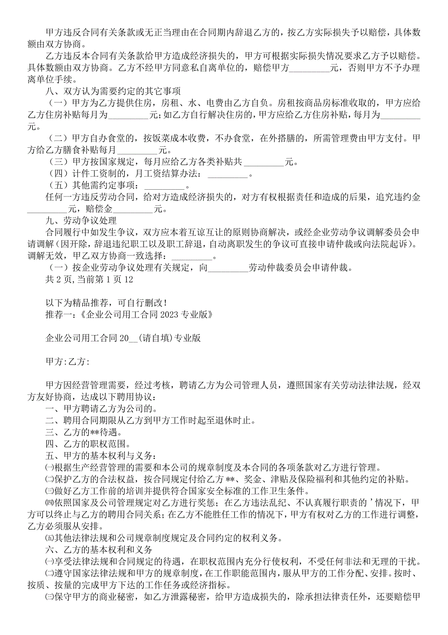 企业临时用工合同2023专业版_第3页