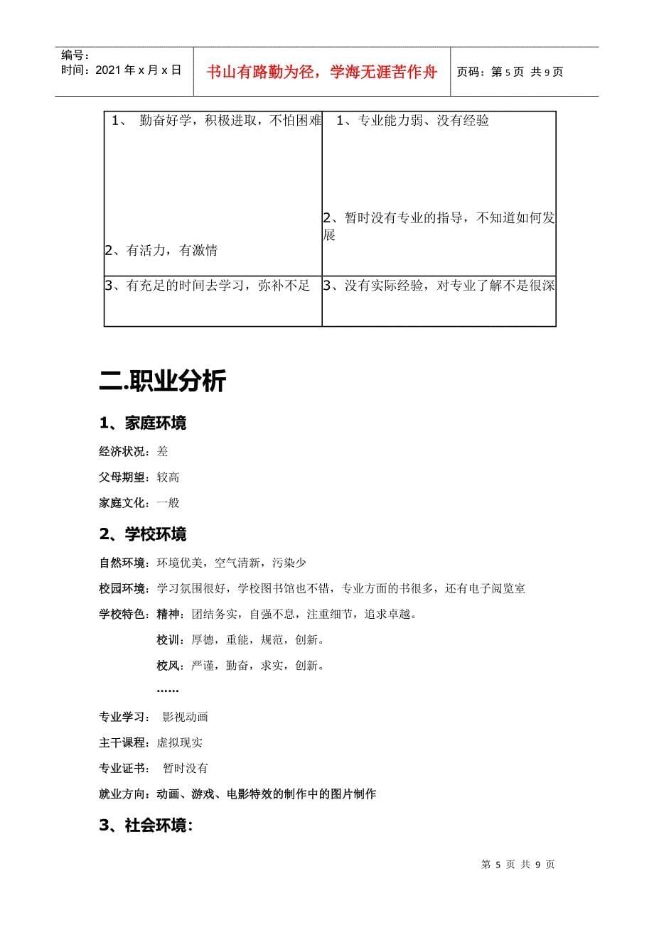 大学生职业规划书范本_第5页