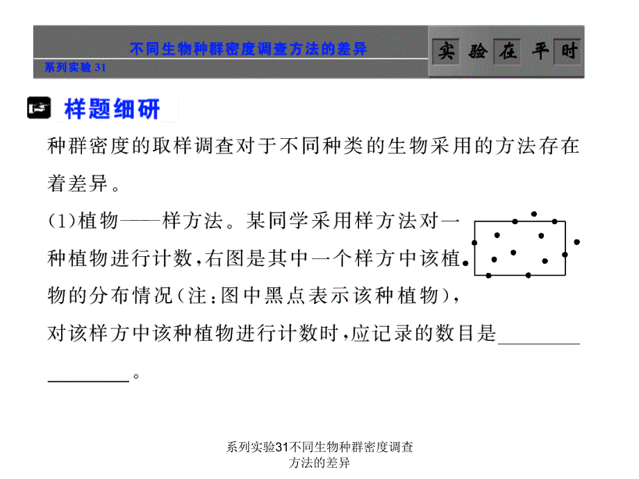 系列实验31不同生物种群密度调查方法的差异课件_第1页