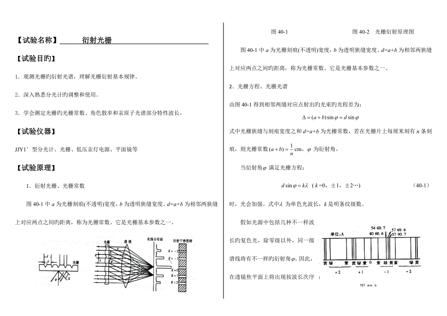 2023年大学物理实验报告系列之衍射光栅_第1页