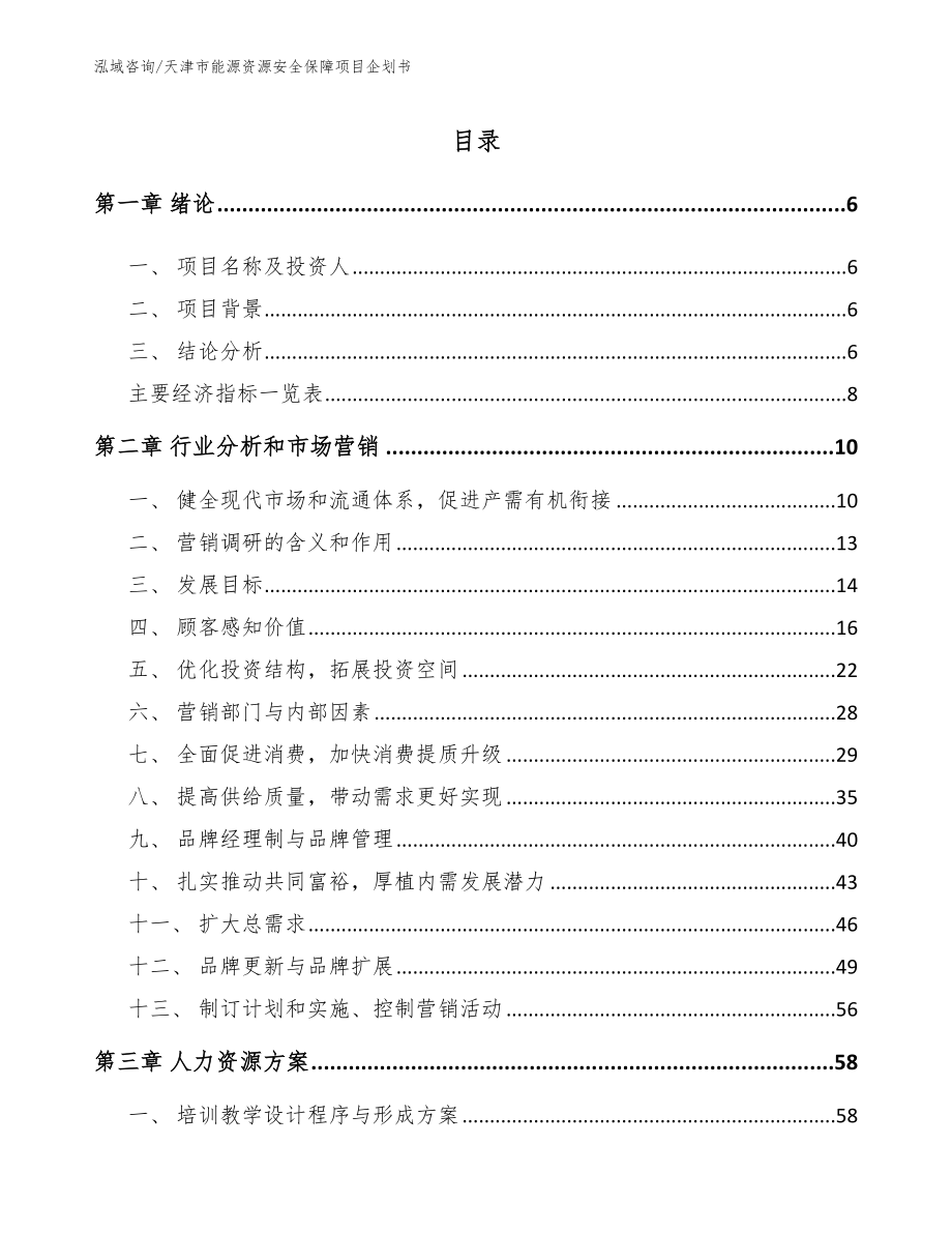 天津市能源资源安全保障项目企划书_第1页