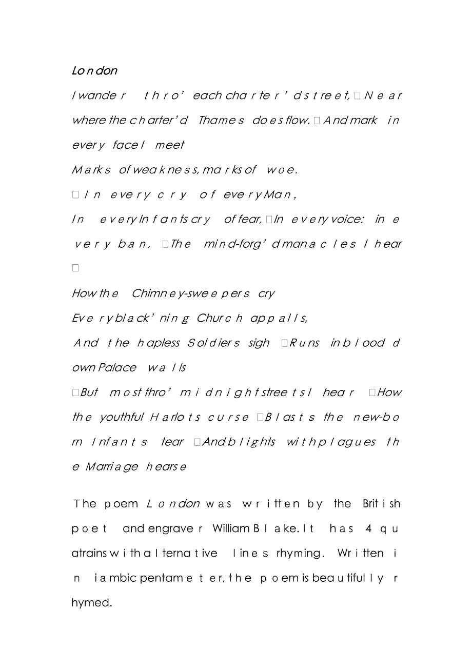 William Blake——London赏析英文版(威廉布莱克 《伦敦》评析)_第1页