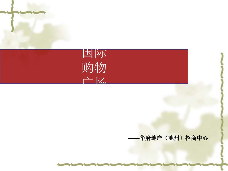 安徽池州大唐国际购物广场项目简介（31页）_第1页