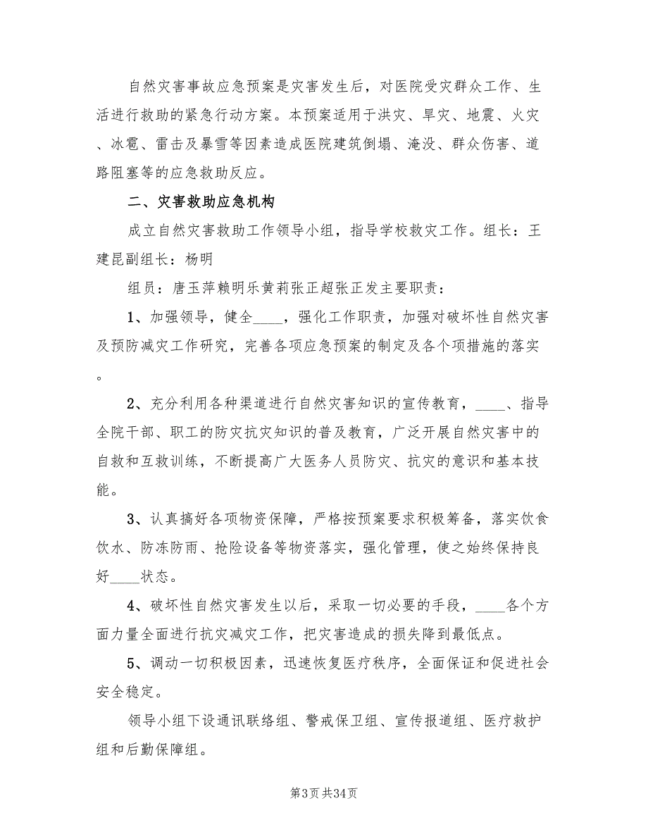 自然灾害应急预案模板（10篇）_第3页