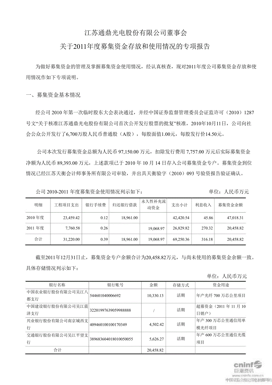 通鼎光电：募集资金存放和使用情况专项鉴证报告_第4页